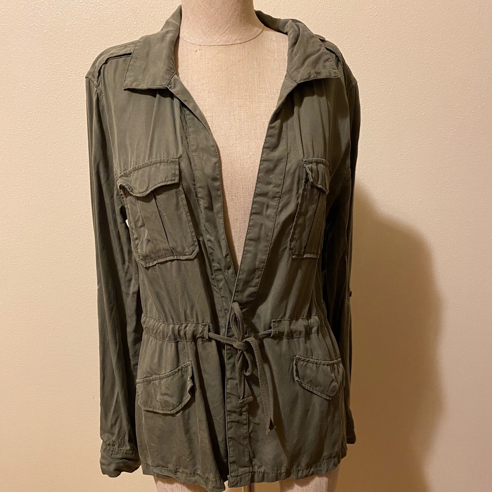 Sanctuary - Olive Green, Safari, with Drawstring Waist, Lyocell Utility Jacket